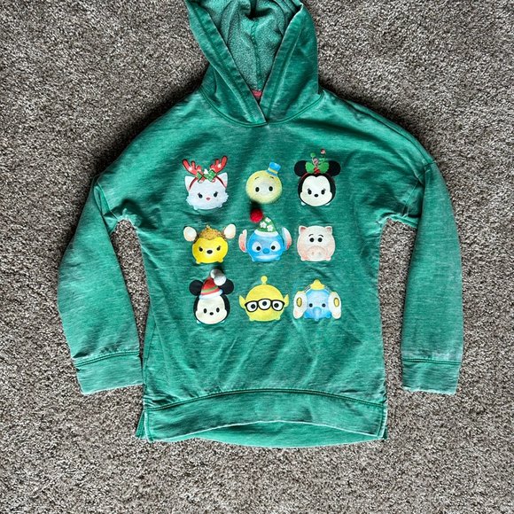 🧡 3/$15 - Disney Tsum Tsum Green Christmas Hoodie Kid Large - Picture 4 of 10